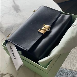 OFF-WHITE Binder Clip Leather Bag In Black